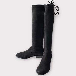 Stuart Weitzman Riding Knee Boots Lilene Sock Tall Boots Suede Black 5.5